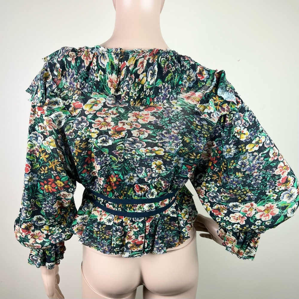 NEW FREE PEOPLE REVOLVE FLORAL PRINT RUFFLE CROP TOP - Picture 5 of 5